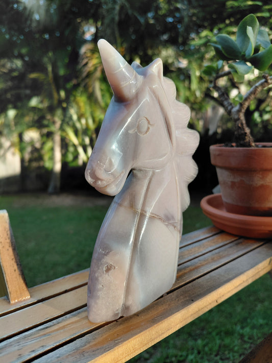Blüten-Achat x Pinker Amethyst Einhorn