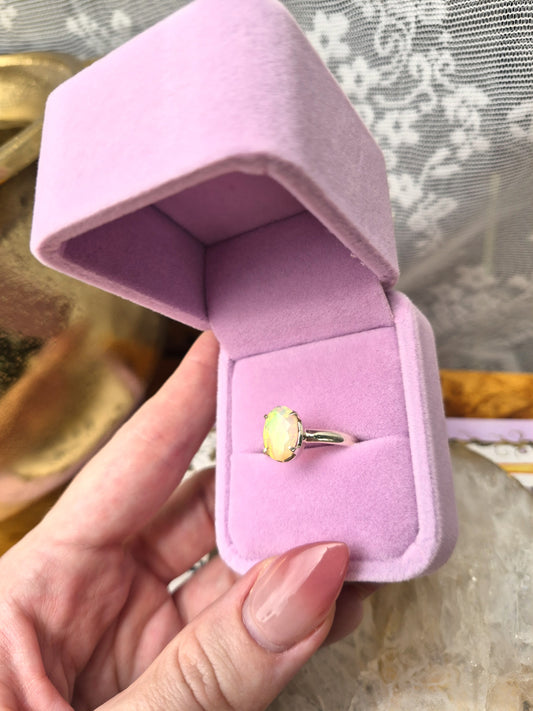 Ethiopian Opal Ring - Stirling Silver - Size 9
