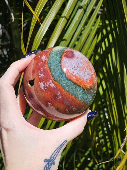 Esfera grande de jaspe oceánico A