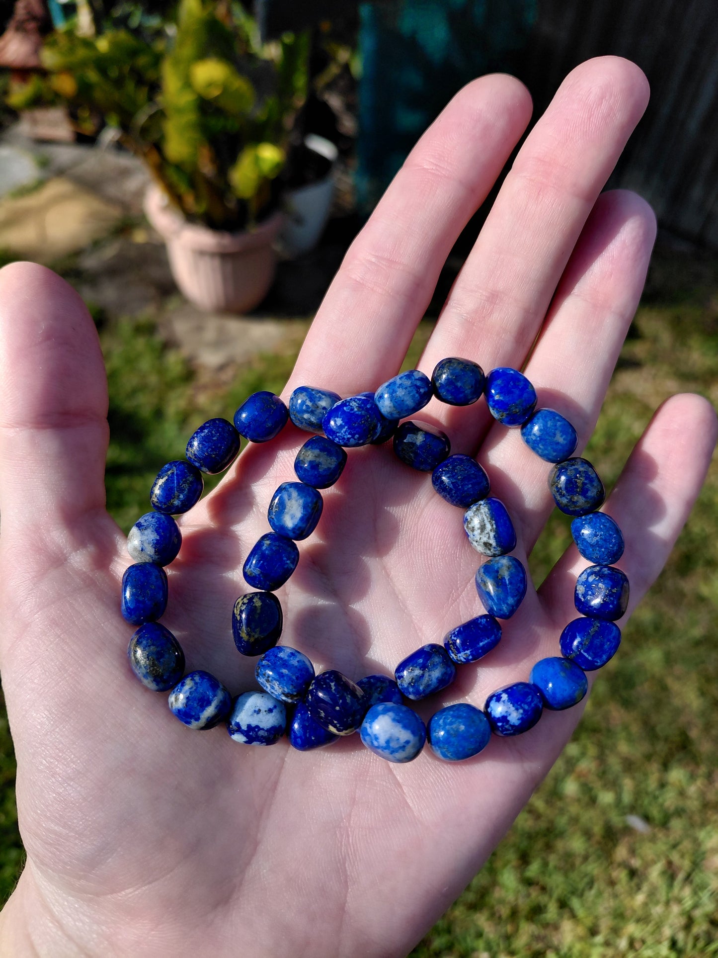 Pulseras de lapislázuli rodado