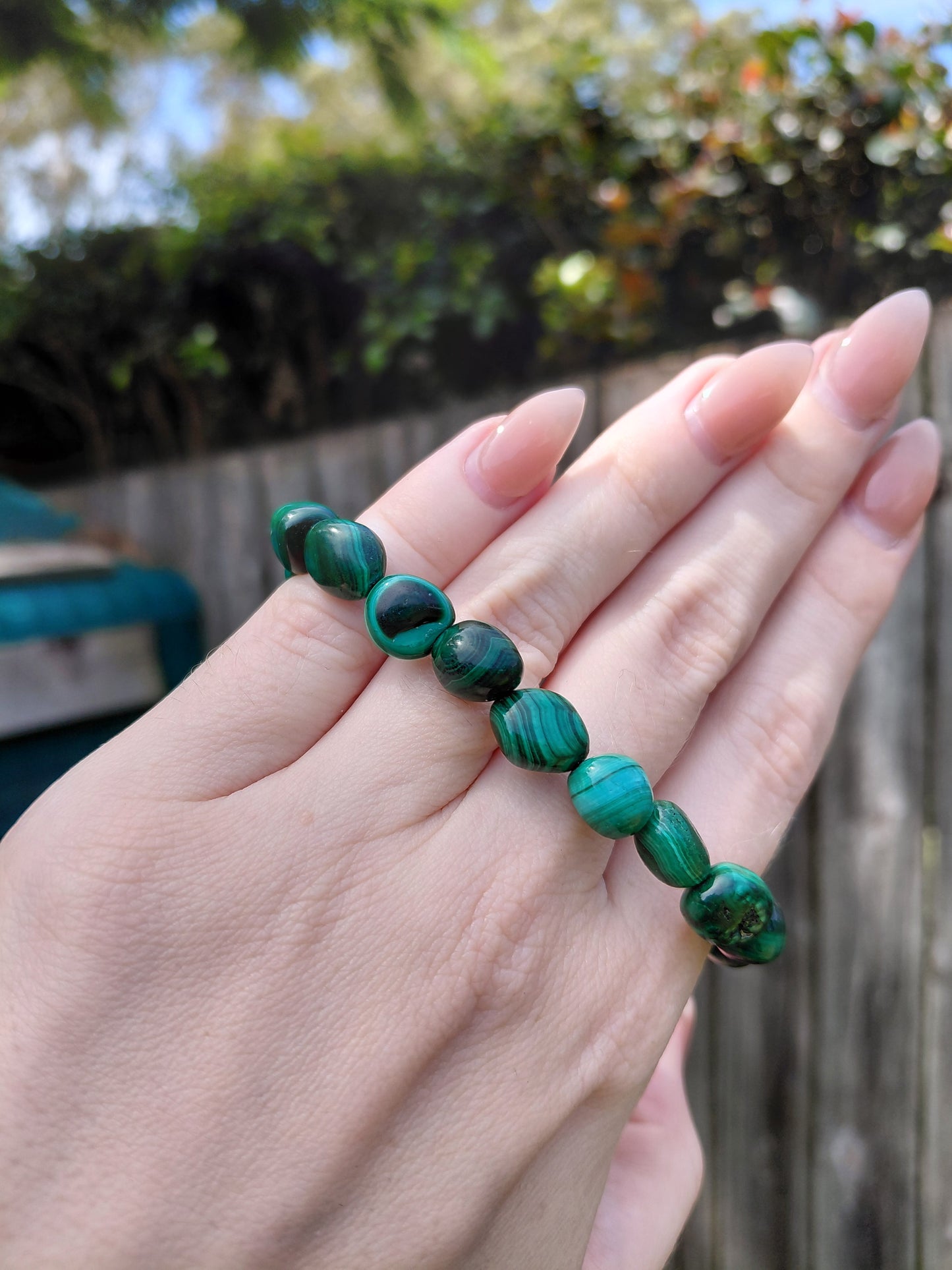 Pulseras de Malaquita Rodada