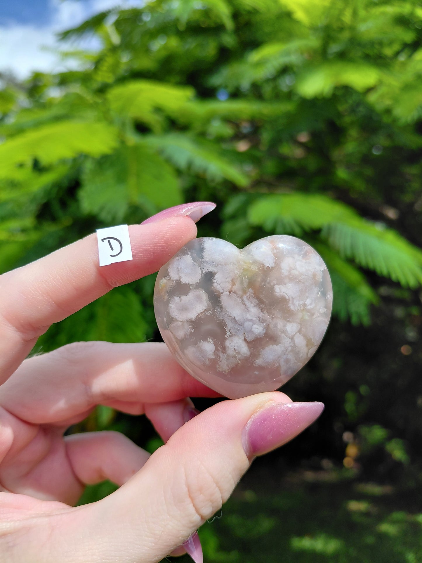 Flower Agate Heart Carvings - choose your own!