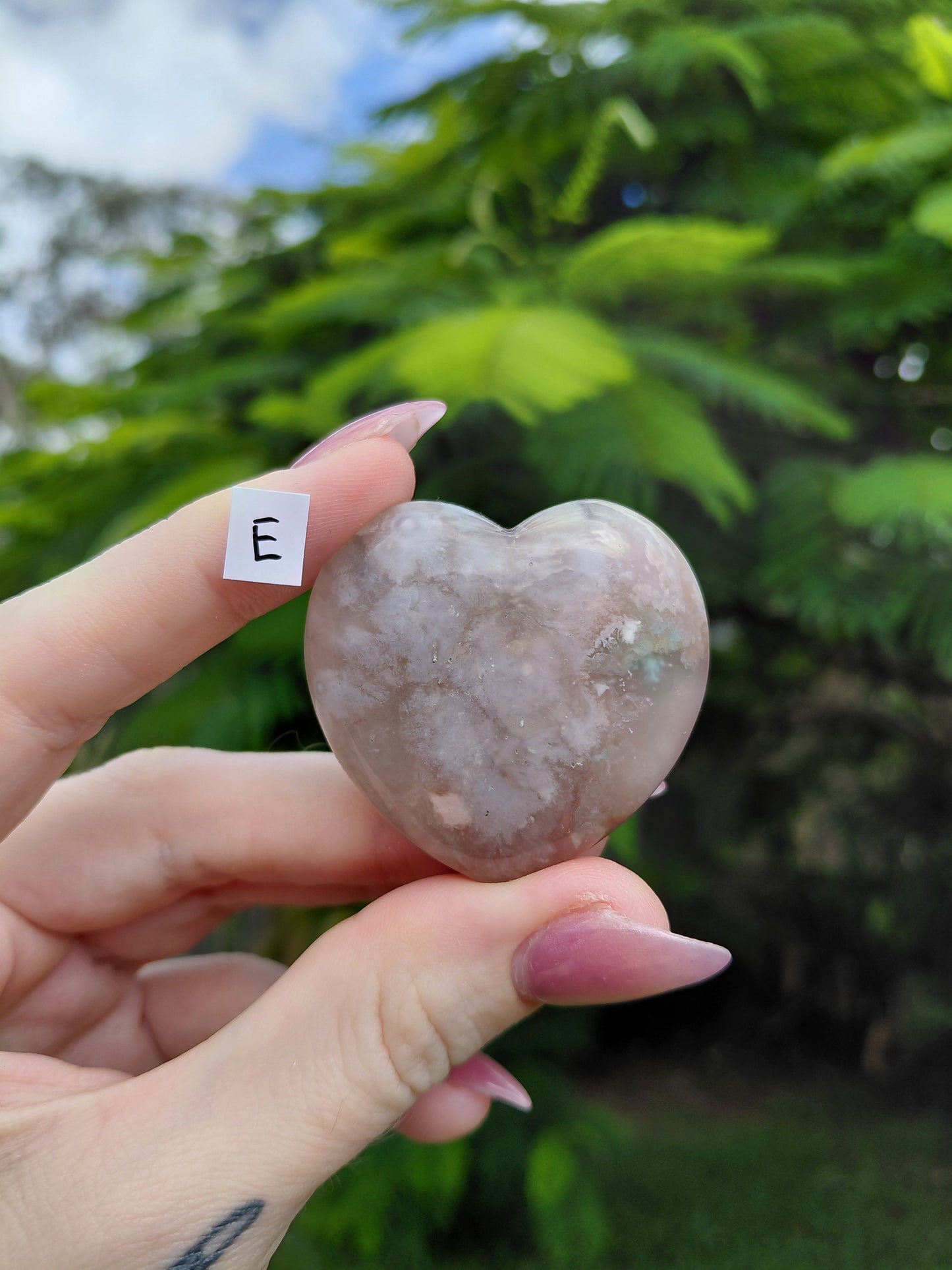 Flower Agate Heart Carvings - choose your own!