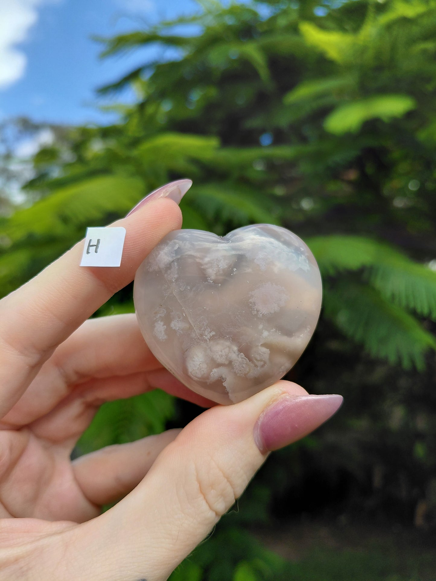 Flower Agate Heart Carvings - choose your own!