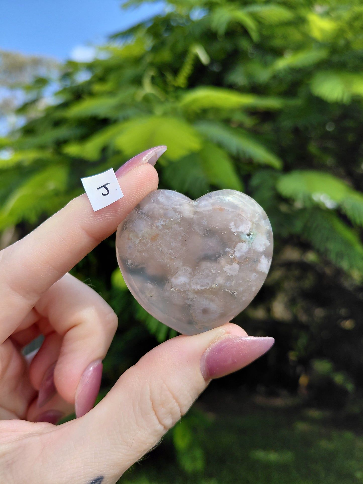 Flower Agate Heart Carvings - choose your own!