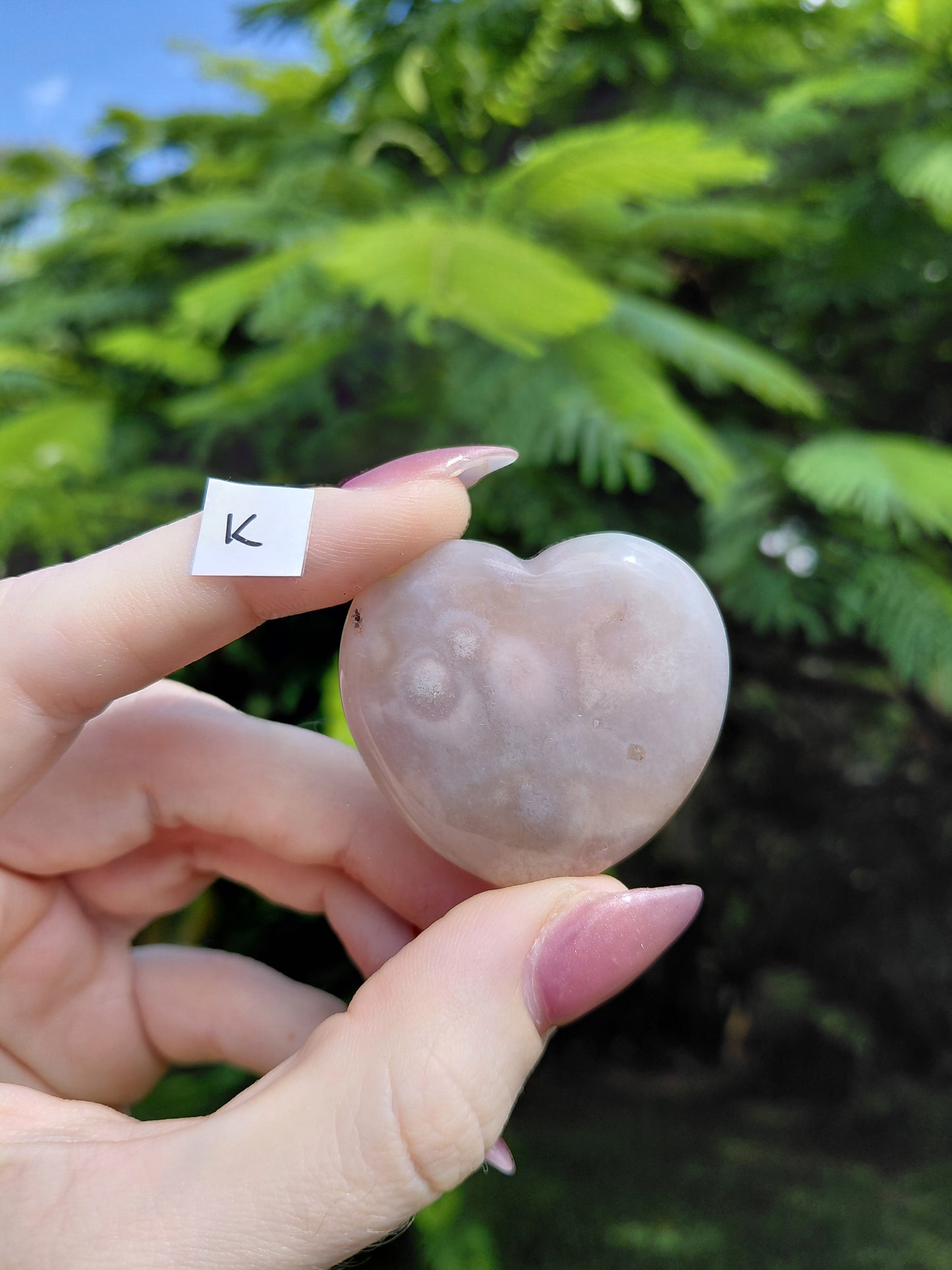 Flower Agate Heart Carvings - choose your own!