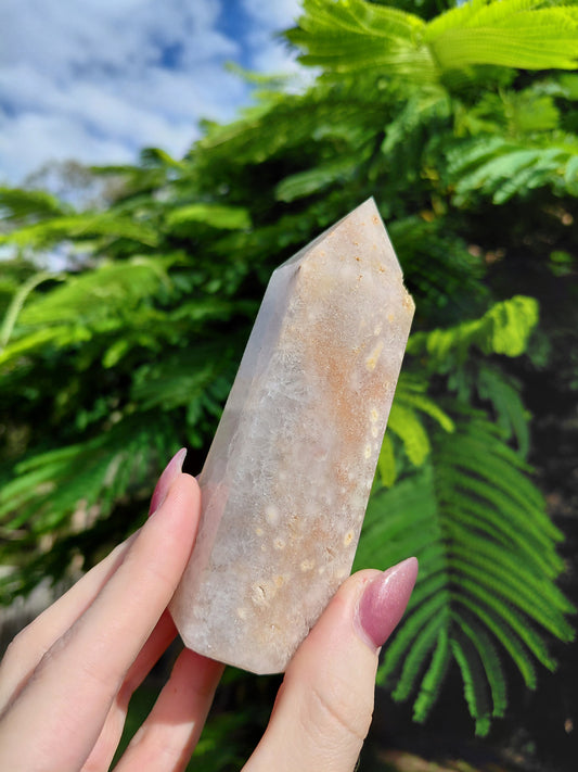 Pink & Lavender Flower Agate Tower - Option H