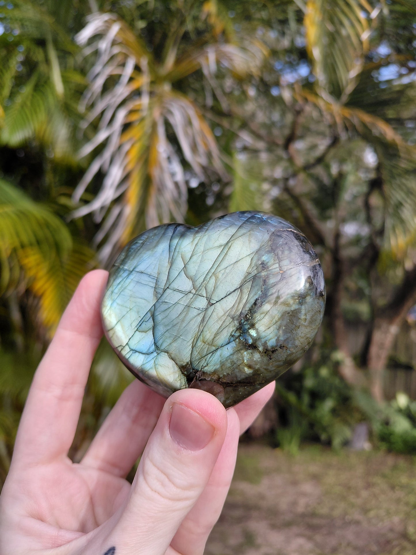 Labradorite Heart Carving