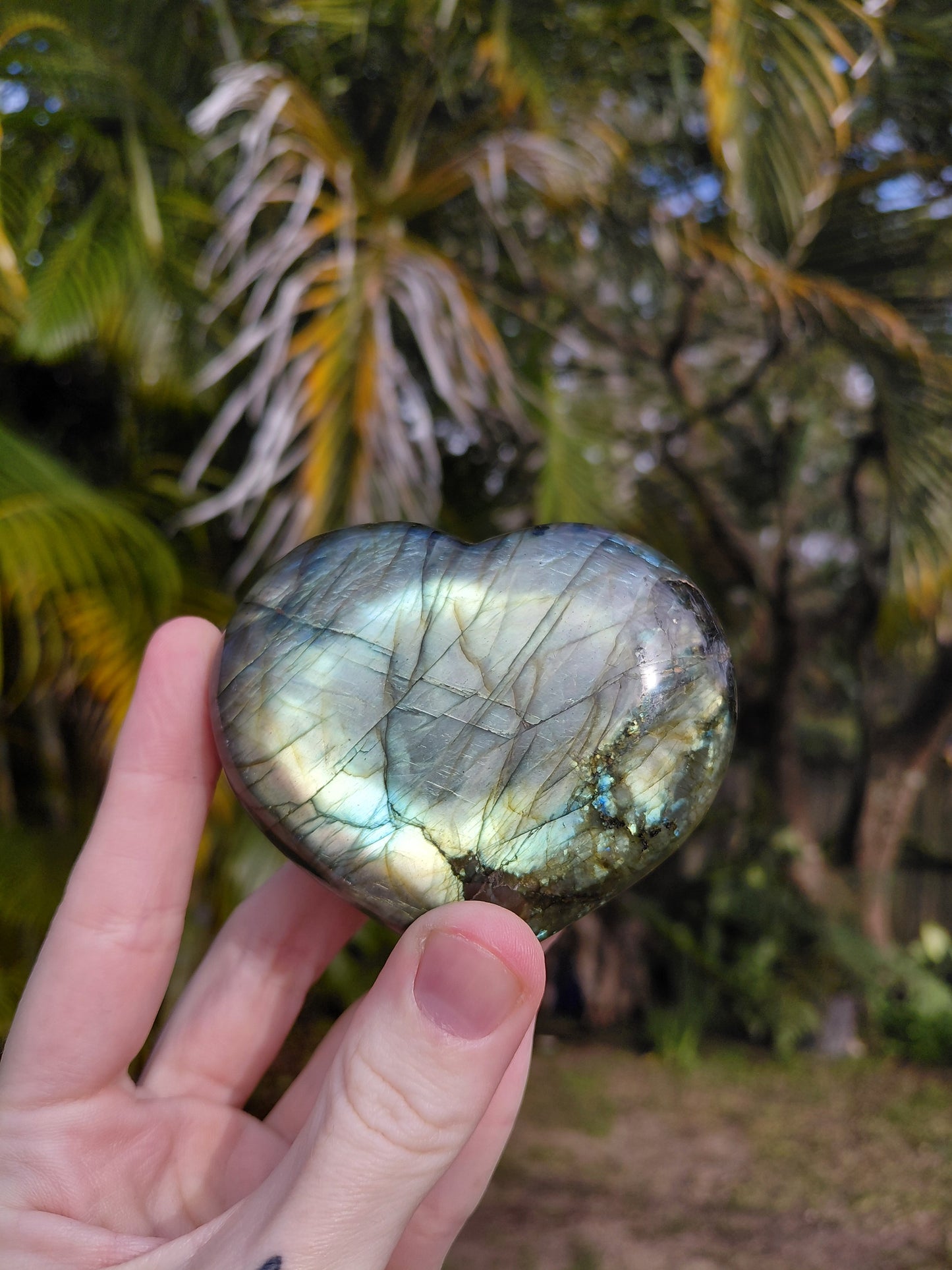 Labradorite Heart Carving