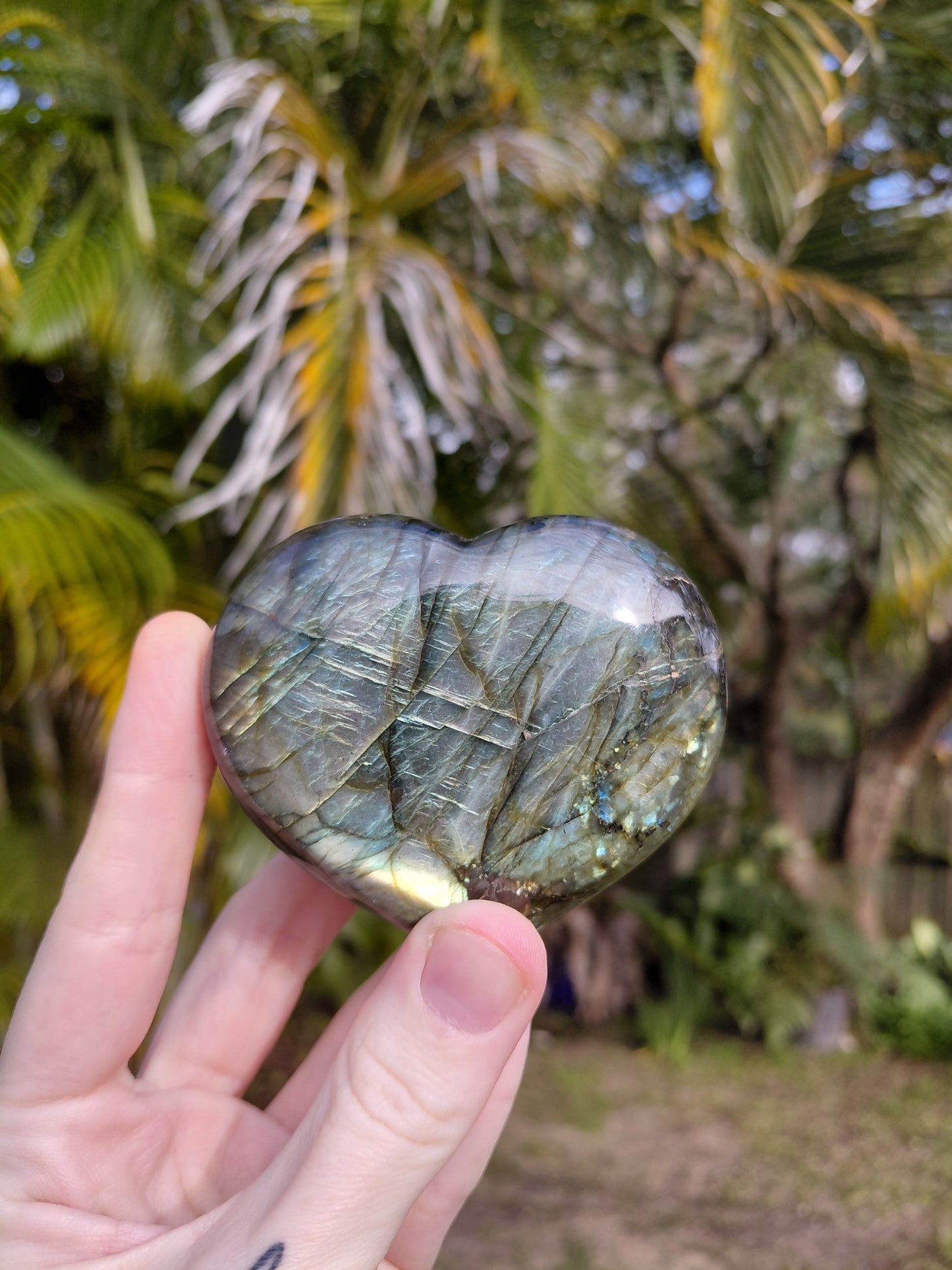 Labradorite Heart Carving