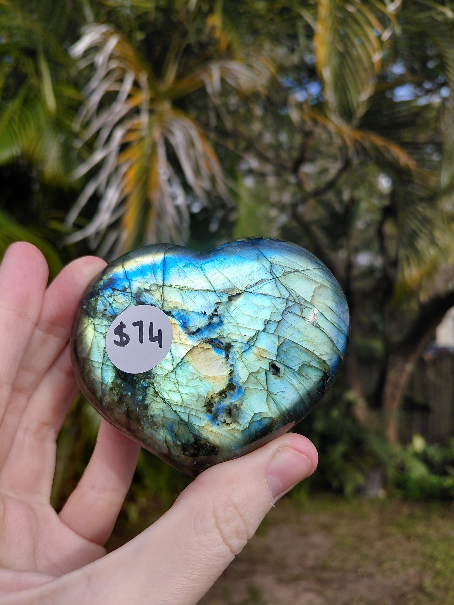 Labradorite Heart Carving