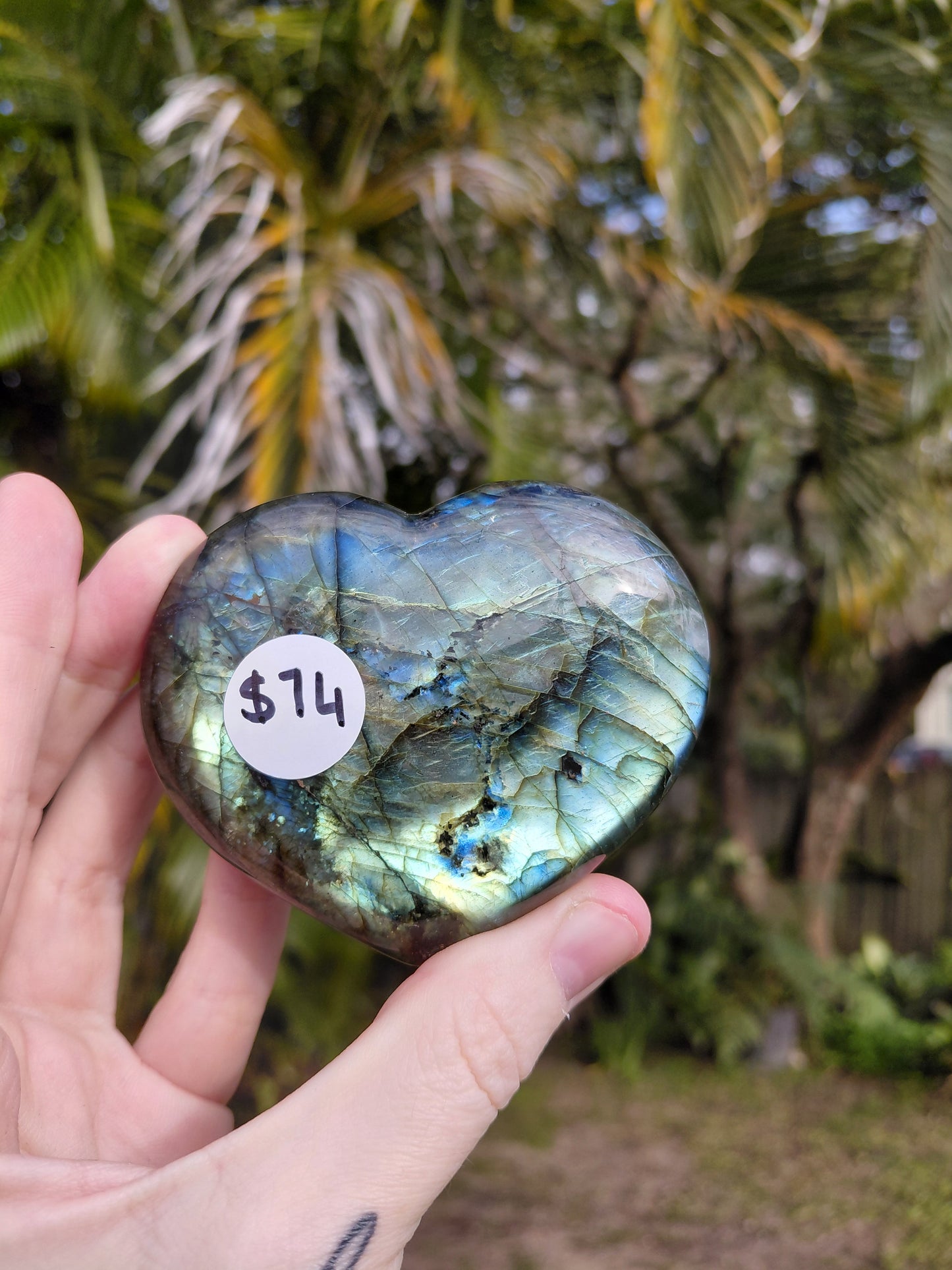 Labradorite Heart Carving