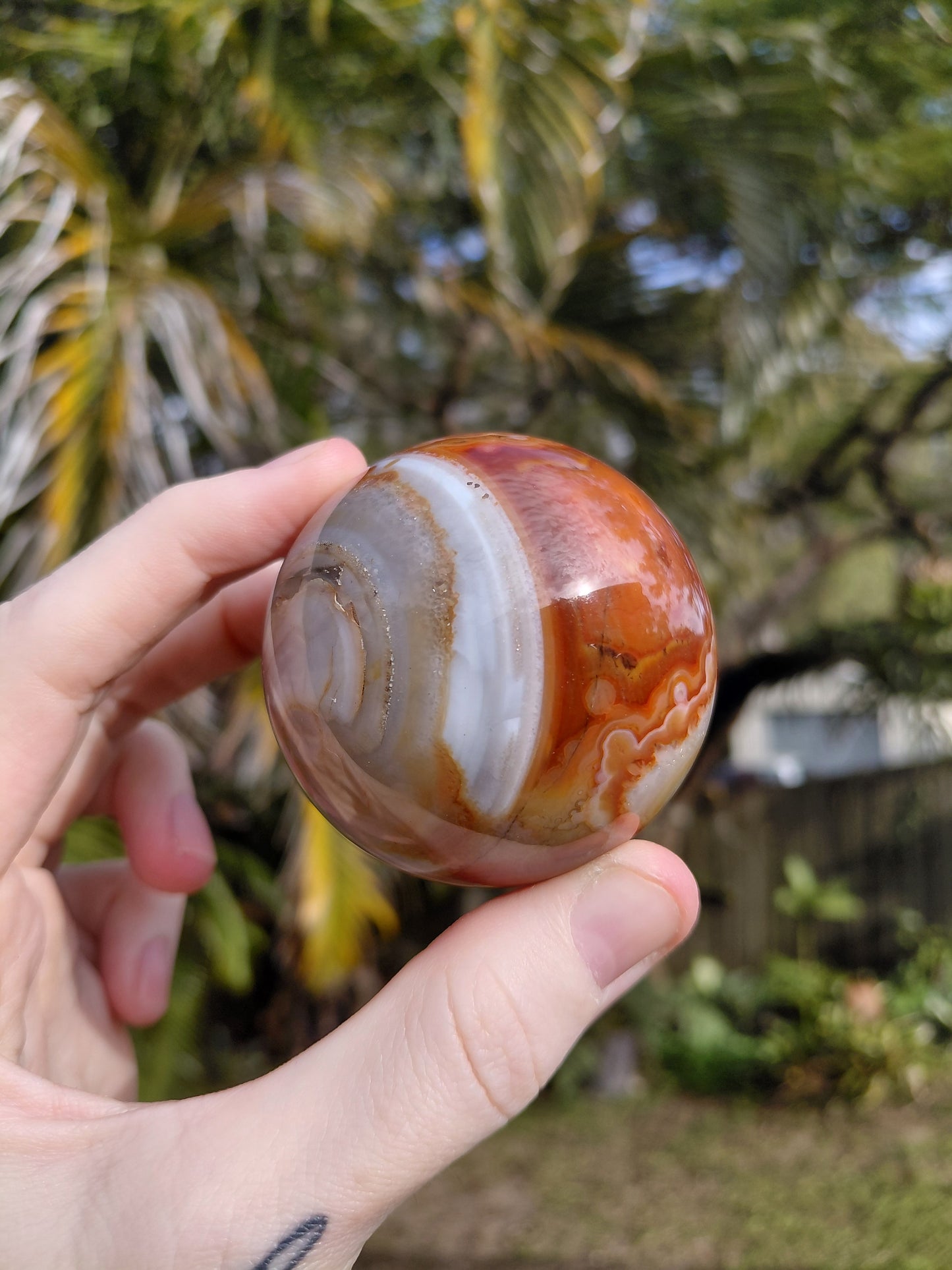 Agate Sphere w/ Wooden Stand