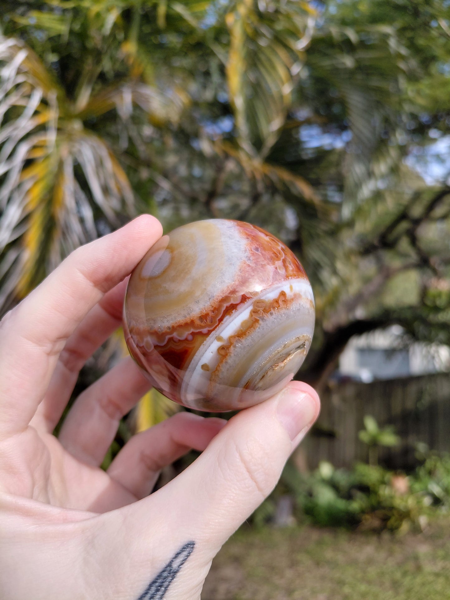 Agate Sphere w/ Wooden Stand