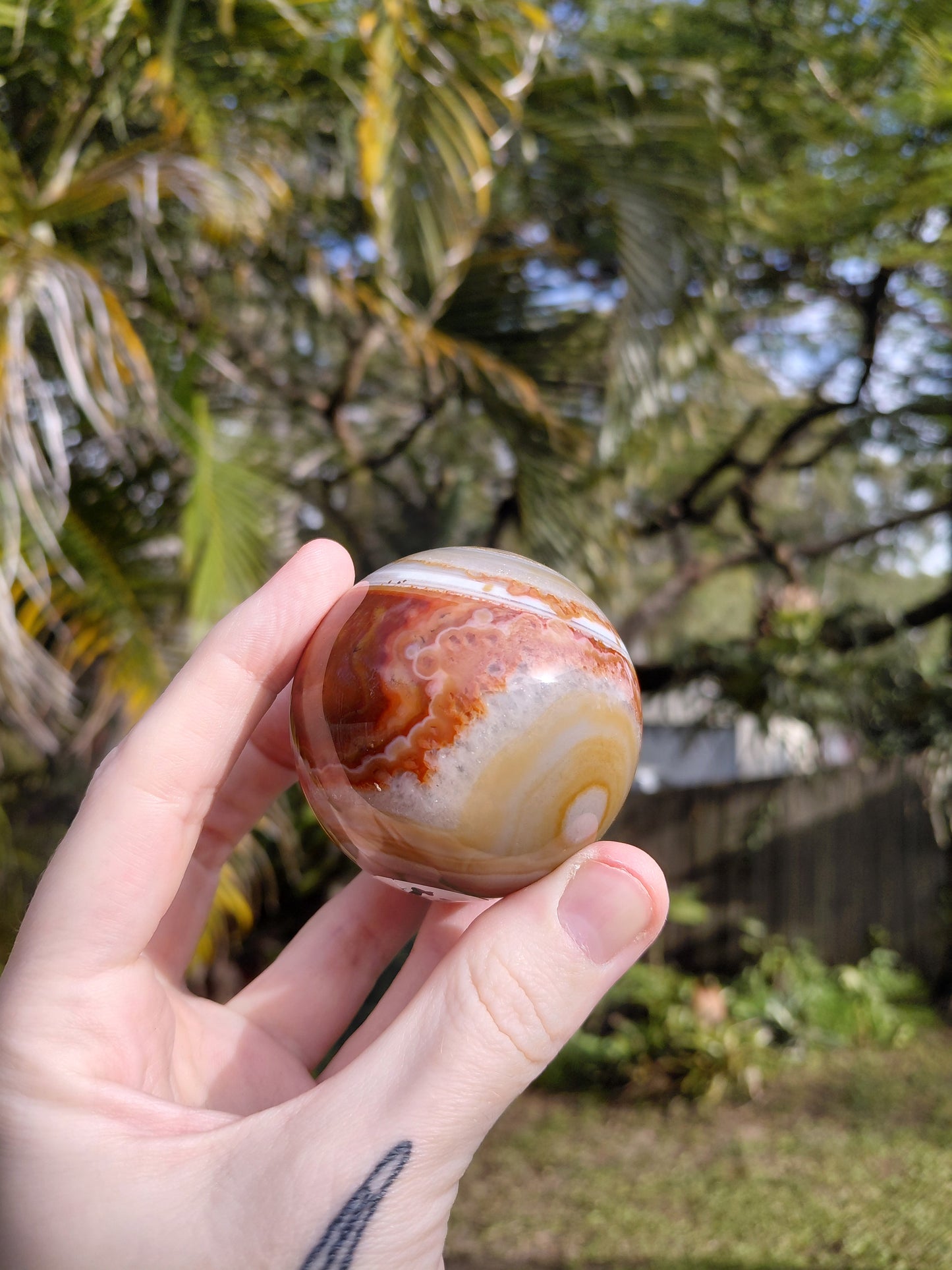 Agate Sphere w/ Wooden Stand