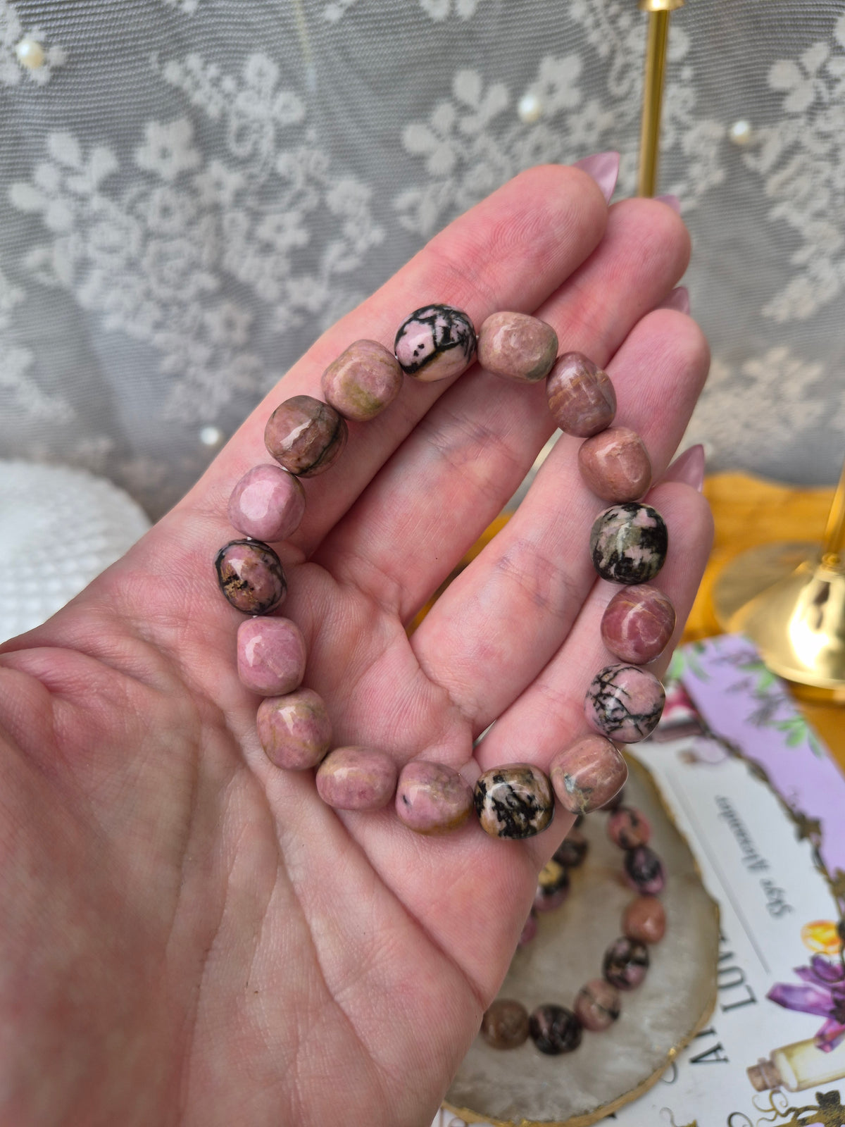 Australischer Rosa Opal Trommelstein-Armbänder