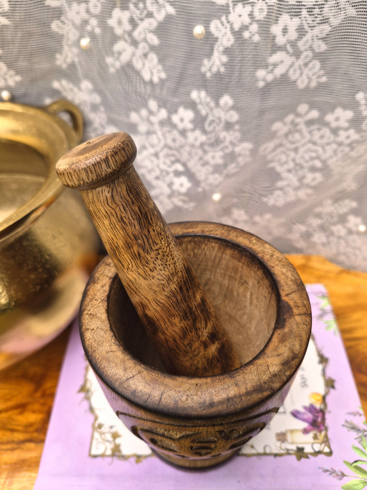 Wooden Mortar & Pestle