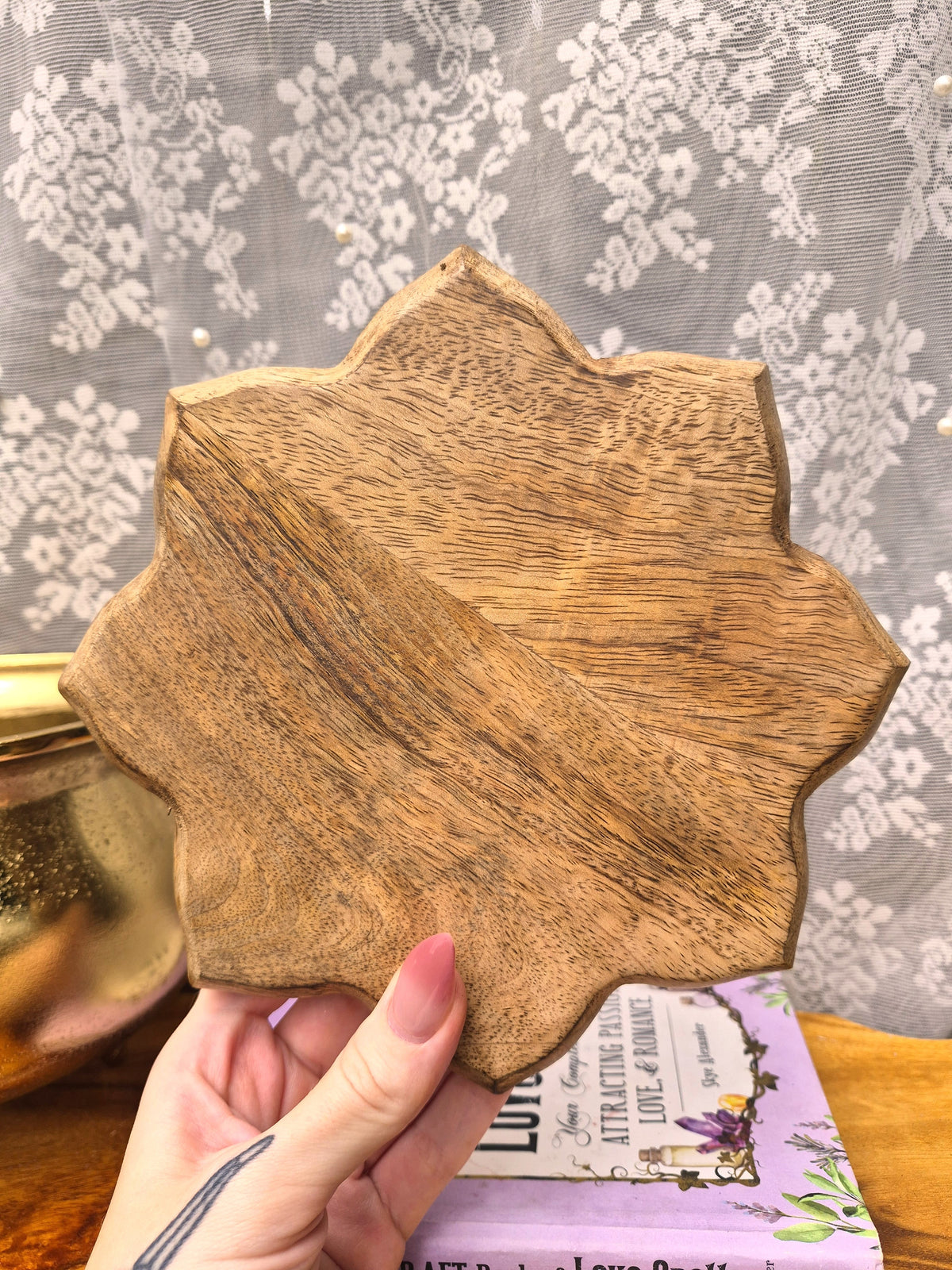 Wooden Lotus Trinket Dish