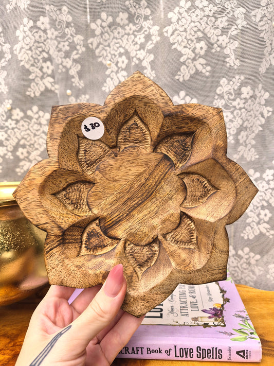 Wooden Lotus Trinket Dish