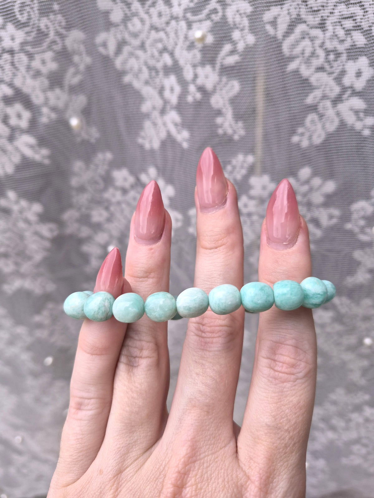 Pulseras rodadas de ópalo rosa australiano