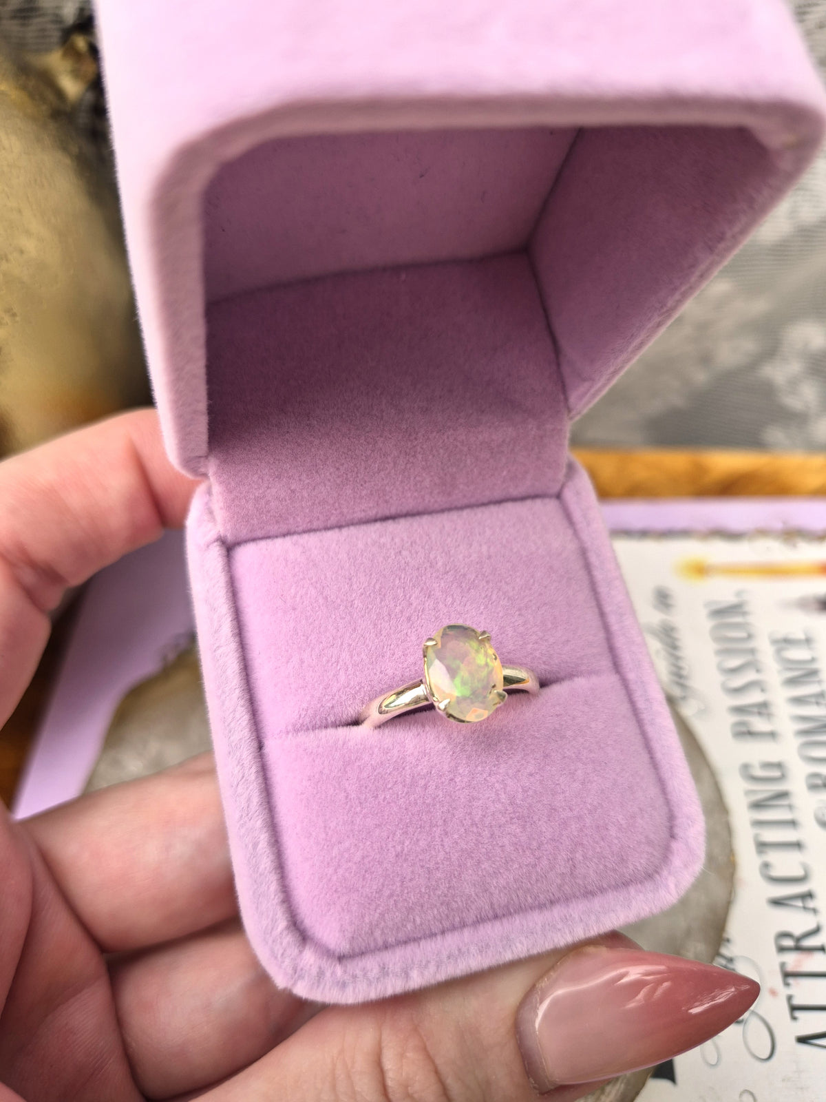 Ethiopian Opal Ring #2 - Stirling Silver - Size 8
