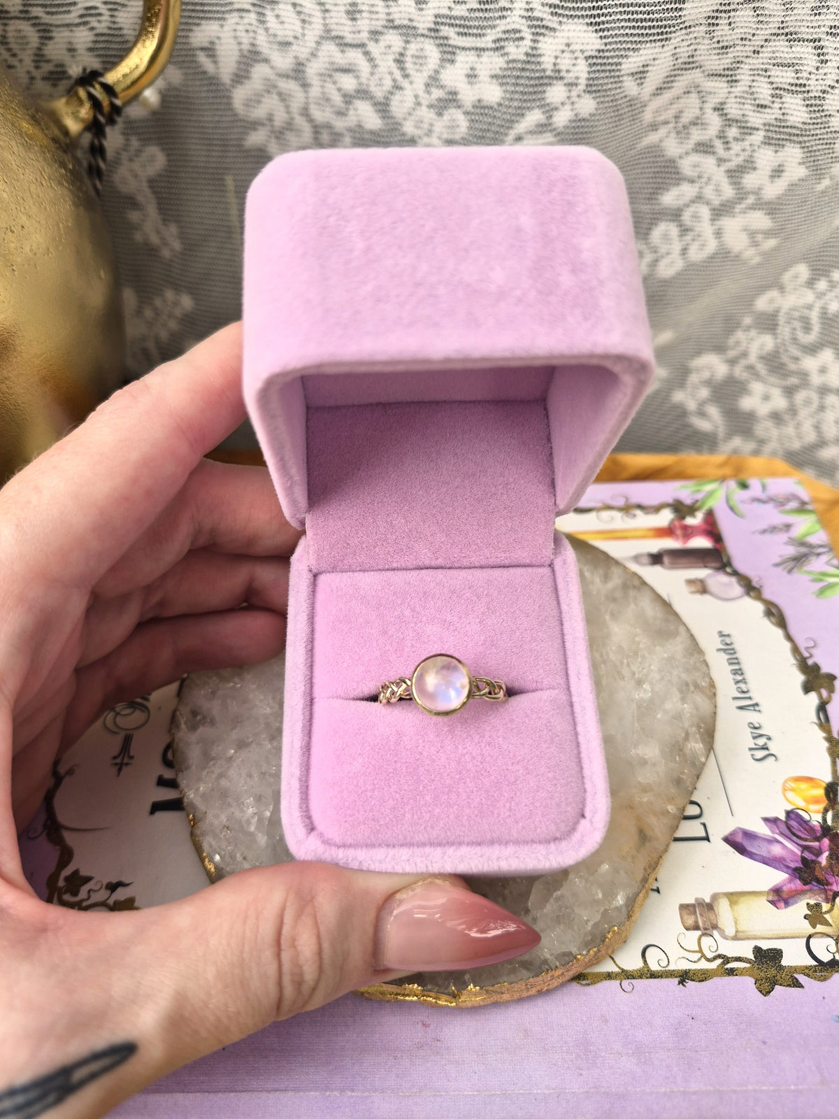 Moonstone Ring #5 - Stirling Silver - Size 9
