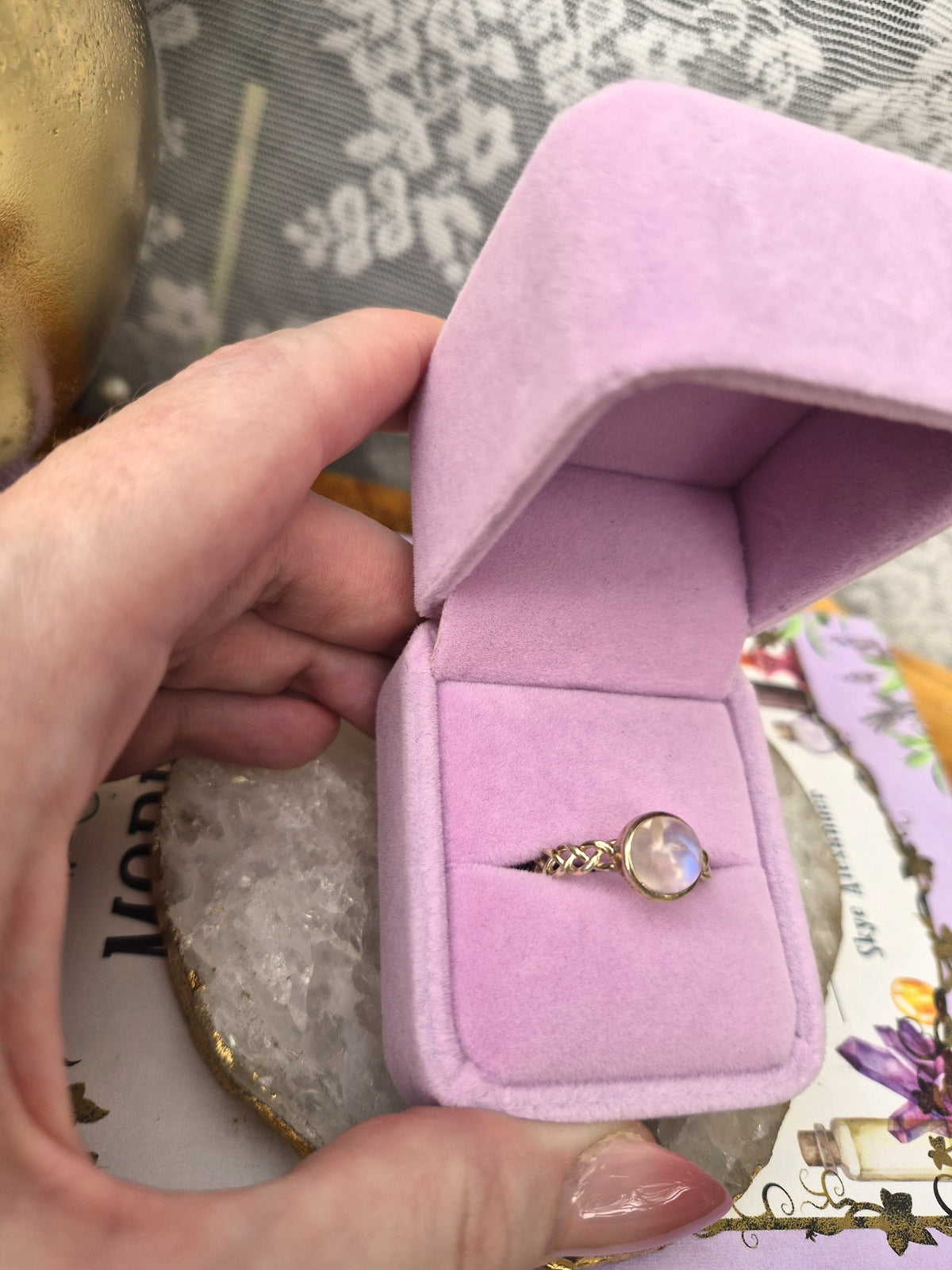 Moonstone Ring #5 - Stirling Silver - Size 9