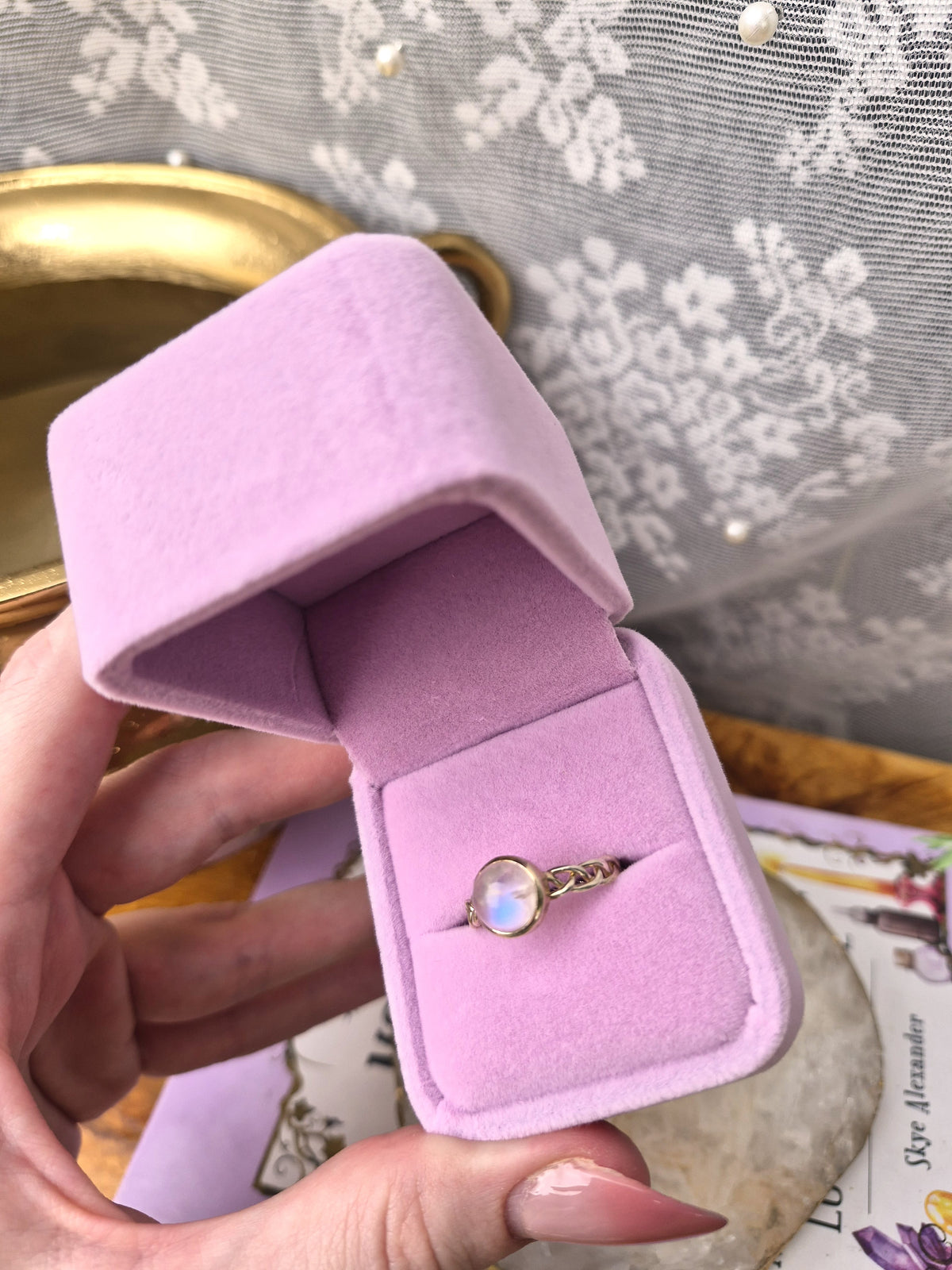 Moonstone Ring #5 - Stirling Silver - Size 9