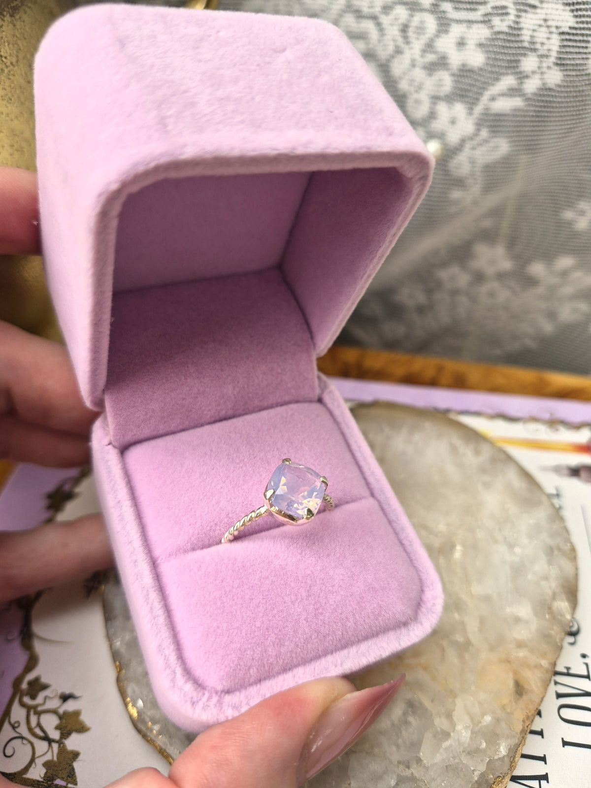 Lavender Quartz Ring #3 - Stirling Silver - Size 9