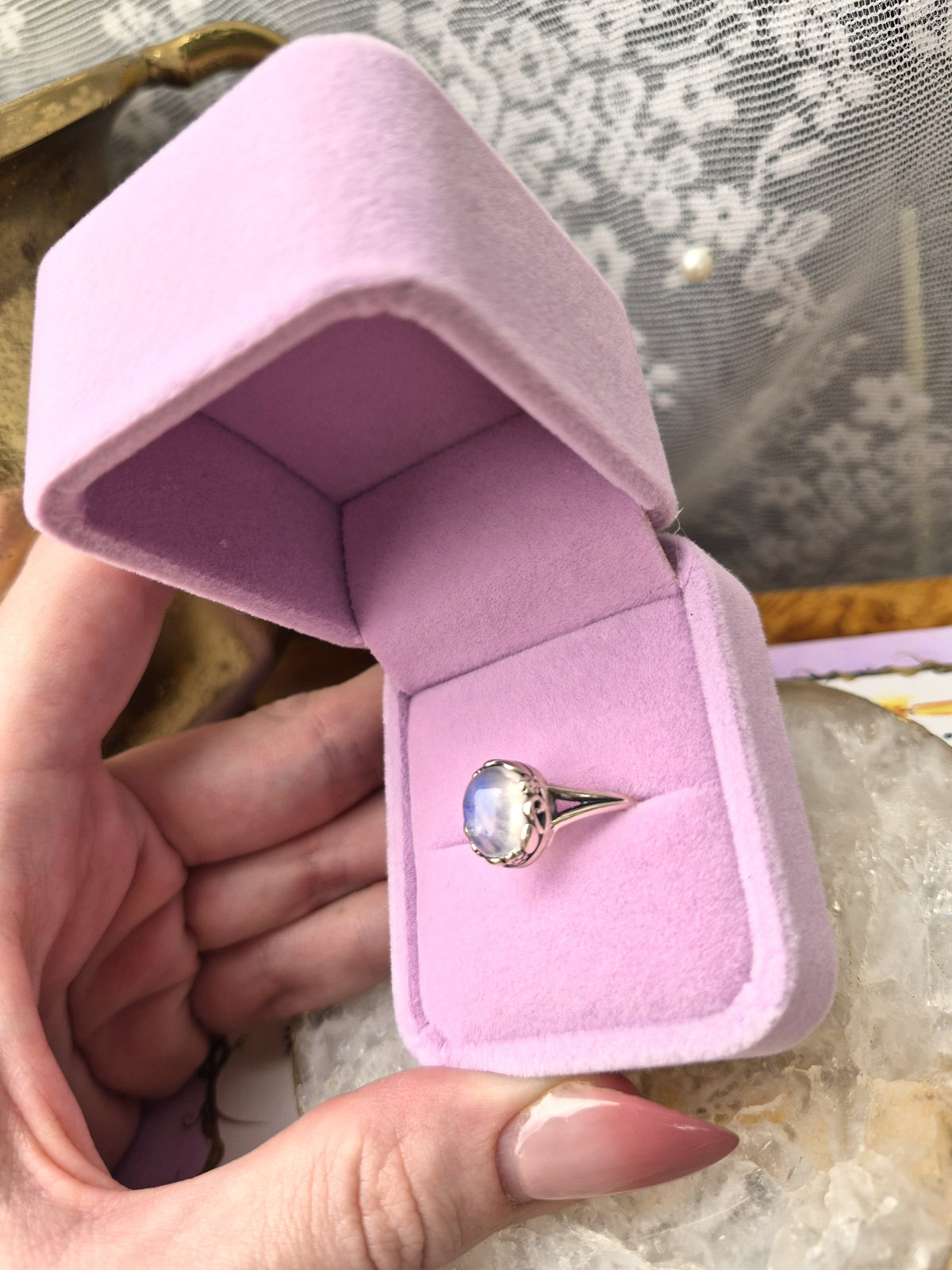 Moonstone Ring #3 - Stirling Silver - Size 7