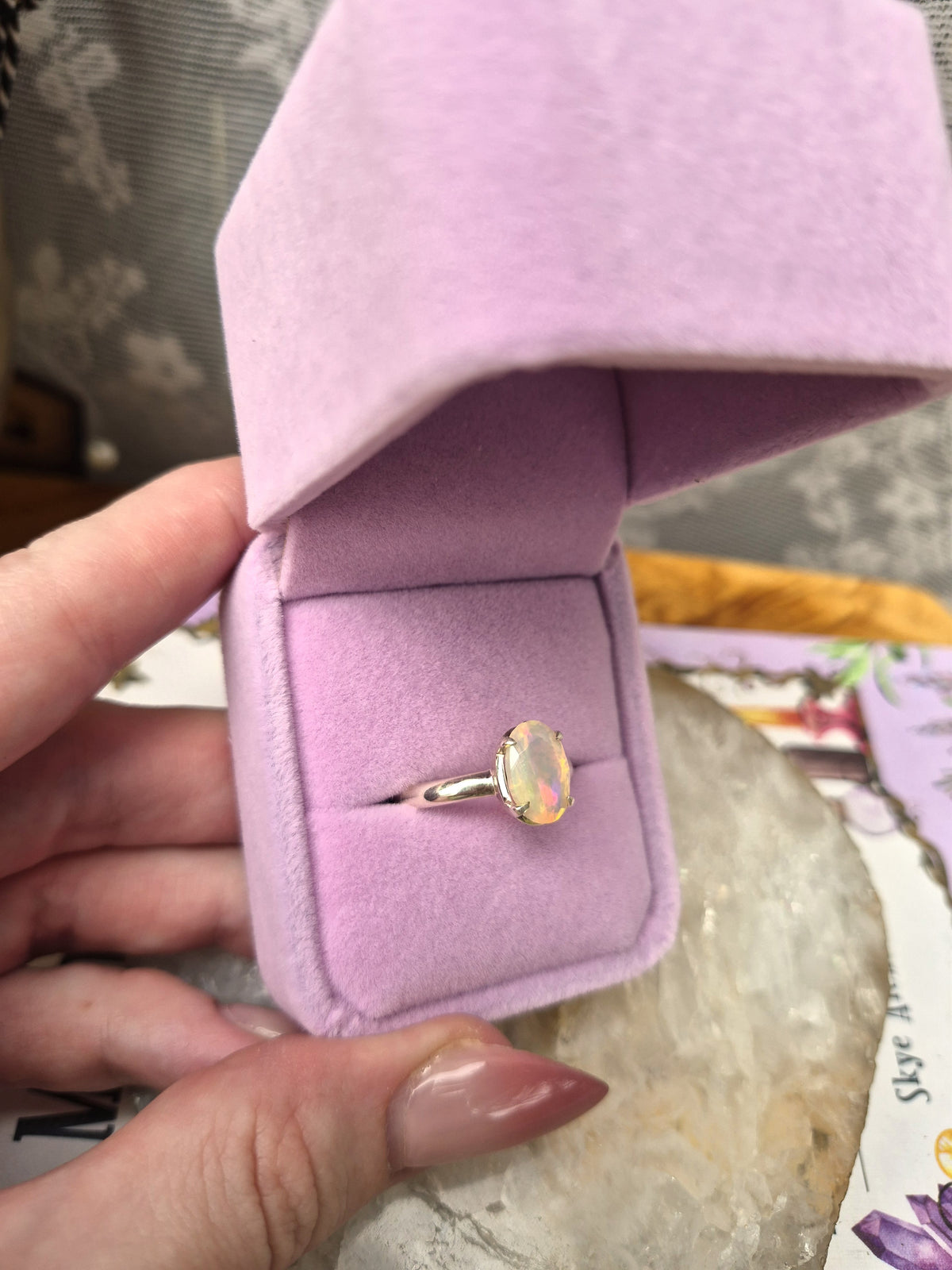 Ethiopian Opal Ring - Stirling Silver - Size 9