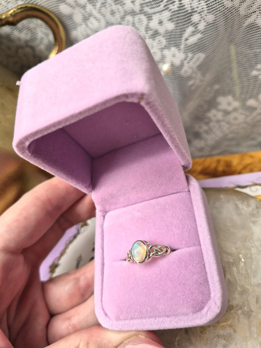 Ethiopian Opal Ring #3 - Stirling Silver - Size 7