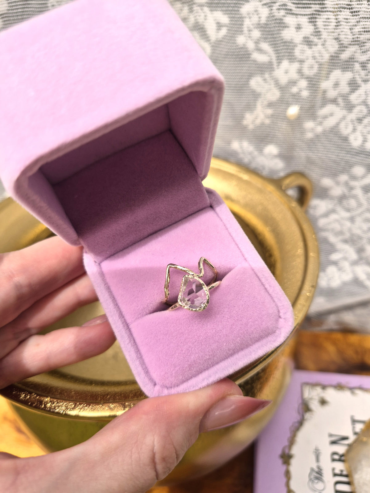 Herkimer Diamond Ring - Stirling Silver - Size 7