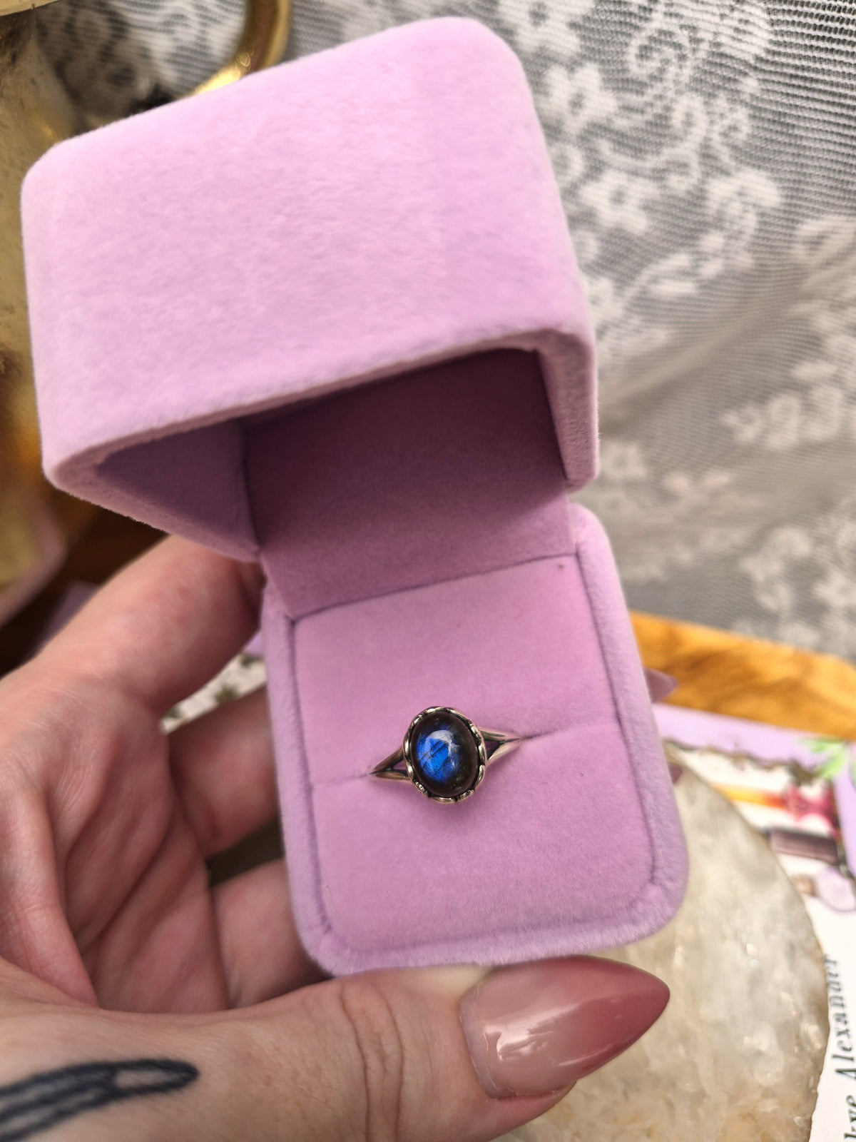 Labradorite Ring - Stirling Silver - Size 10