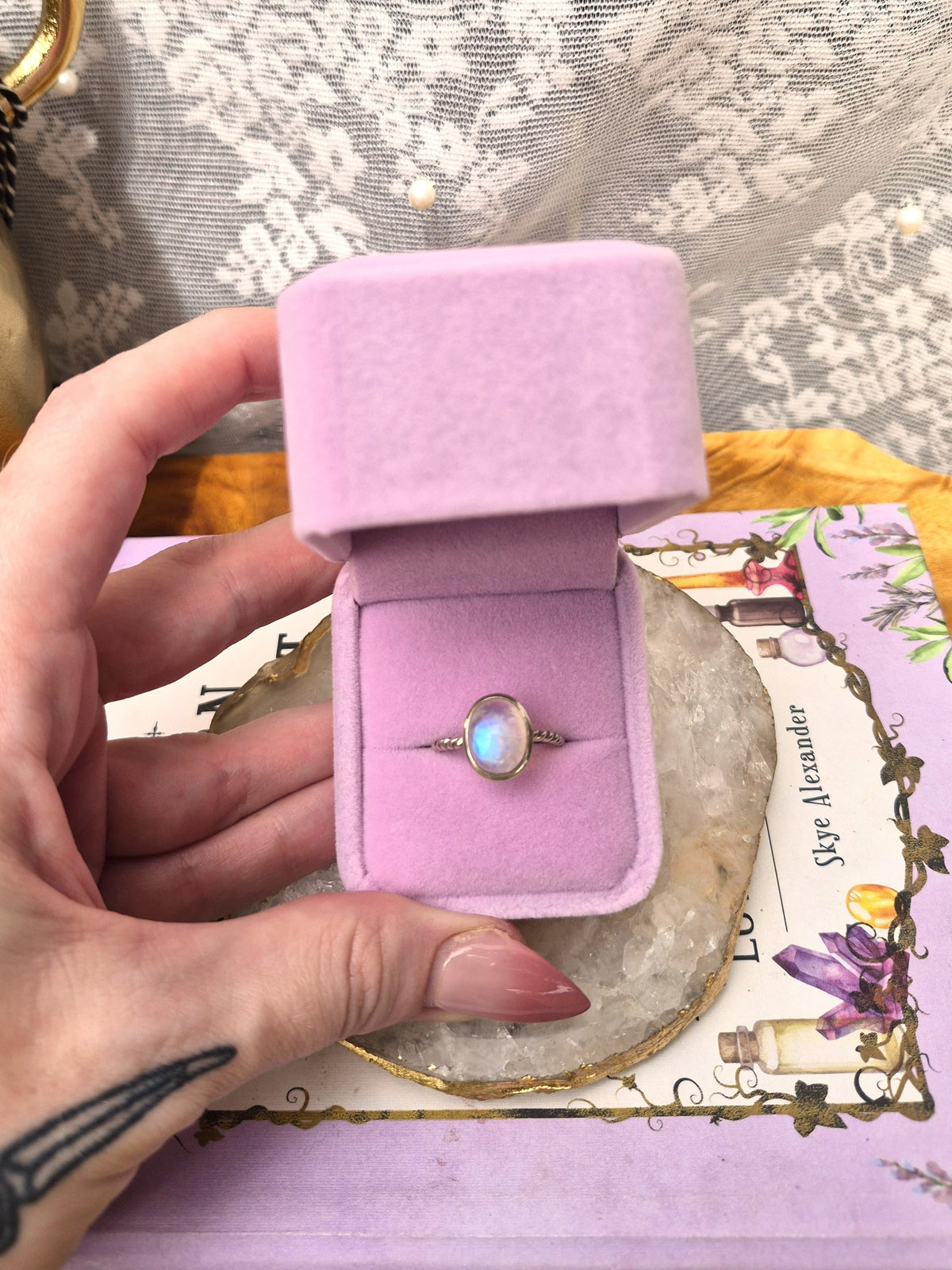 Moonstone Ring #4 - Stirling Silver - Size 9