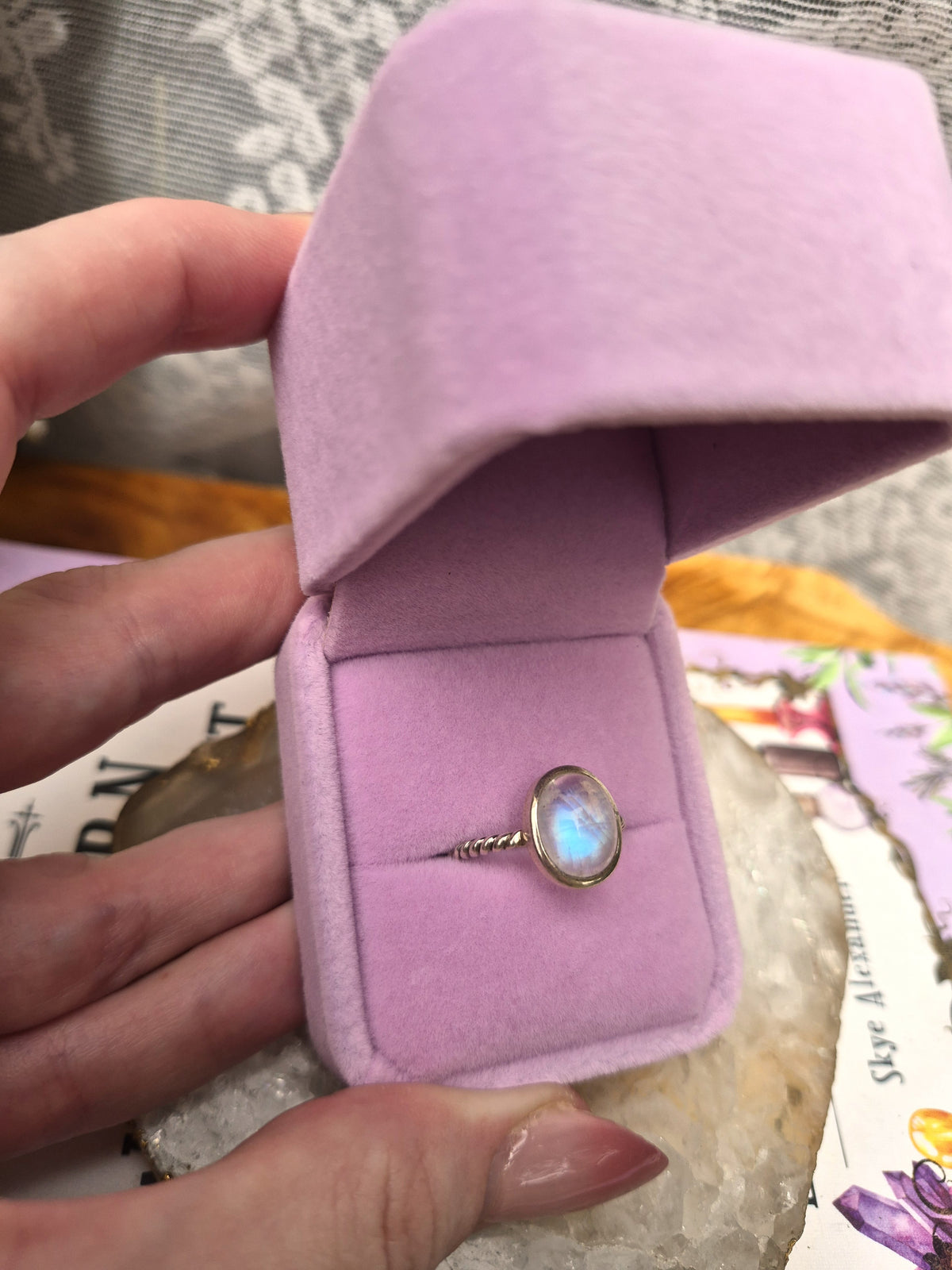 Moonstone Ring #4 - Stirling Silver - Size 9