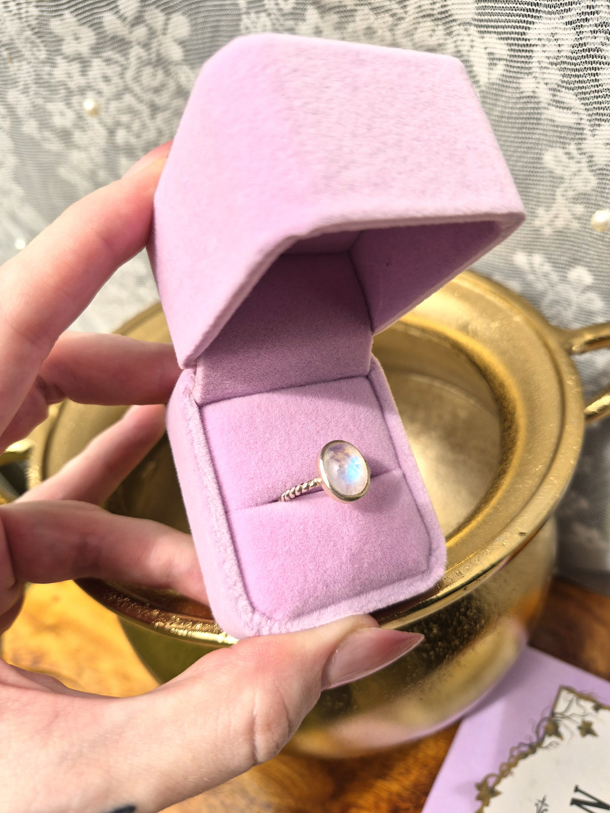 Moonstone Ring #4 - Stirling Silver - Size 9