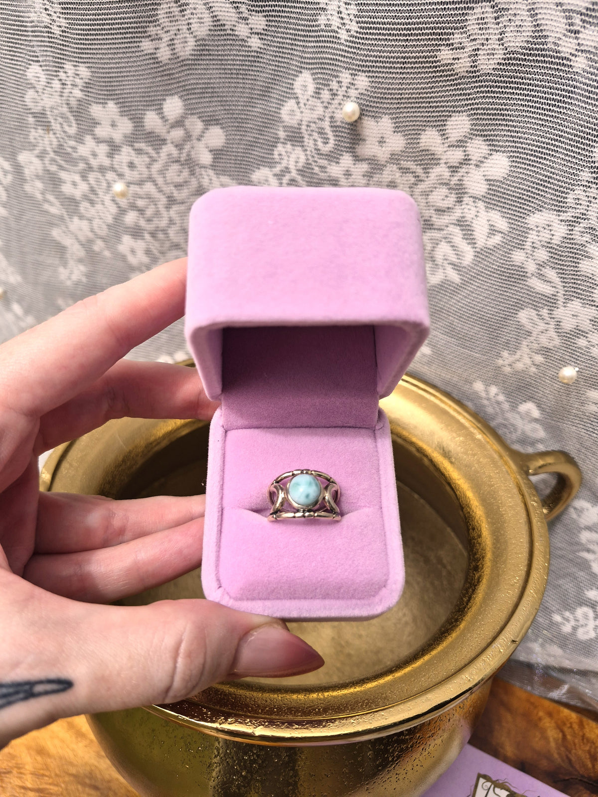 Larimar Ring - Stirling Silver - Size 6
