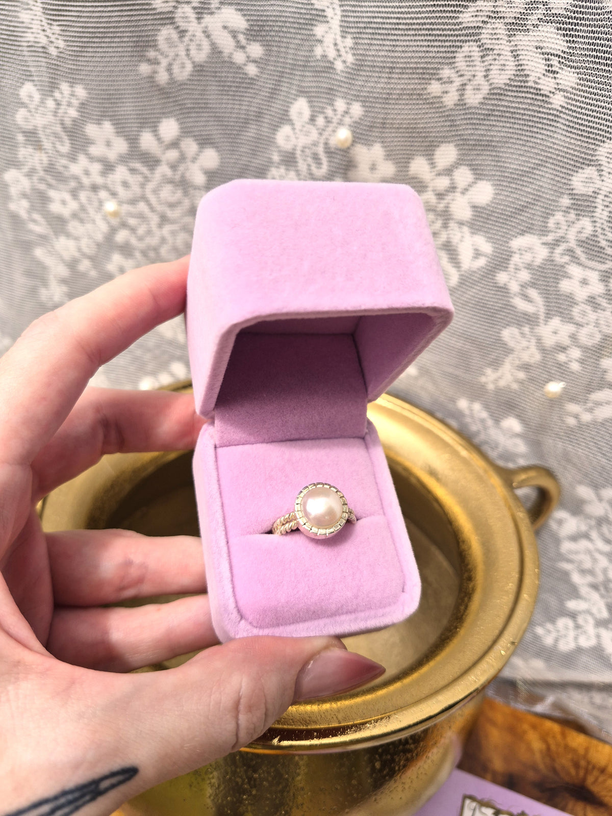 Pearl Ring - Stirling Silver - Size 8