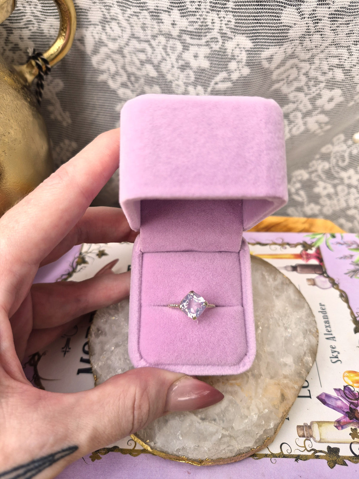 Lavender Quartz Ring - Stirling Silver - Size 7