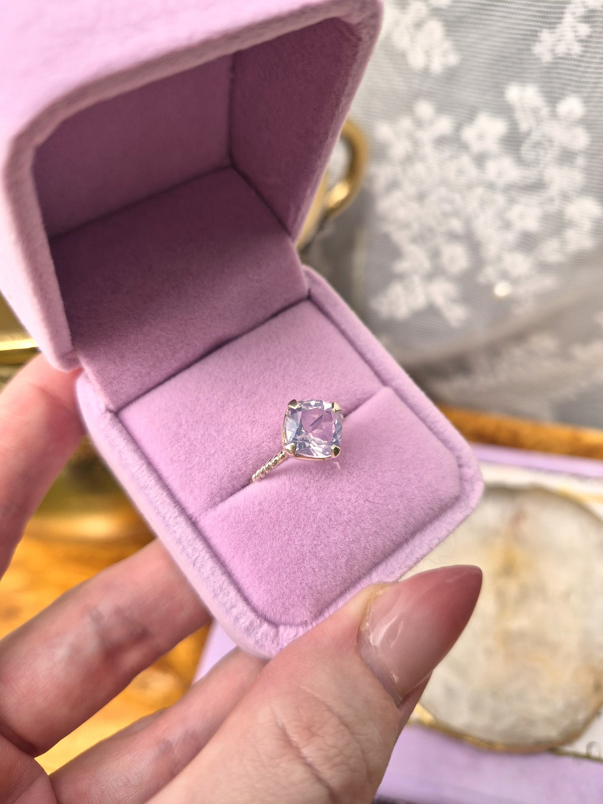 Lavender Quartz Ring - Stirling Silver - Size 7