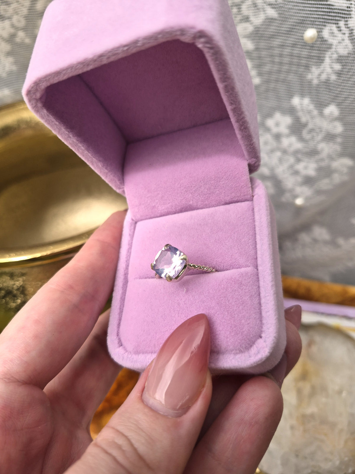 Lavender Quartz Ring - Stirling Silver - Size 7
