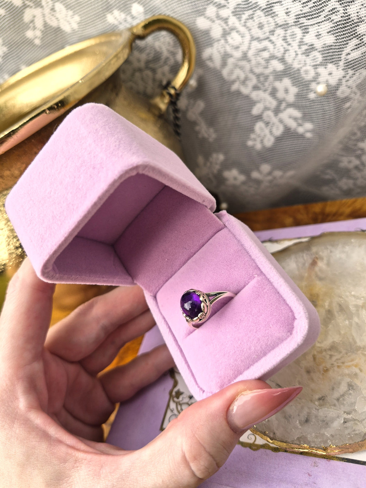 Amethyst Ring - Stirling Silver - Size 7