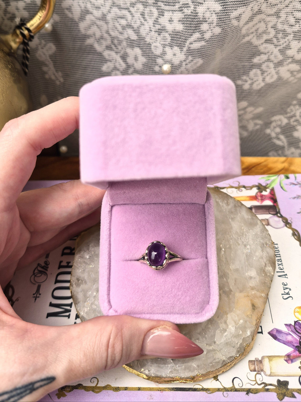 Amethyst Ring - Stirling Silver - Size 7