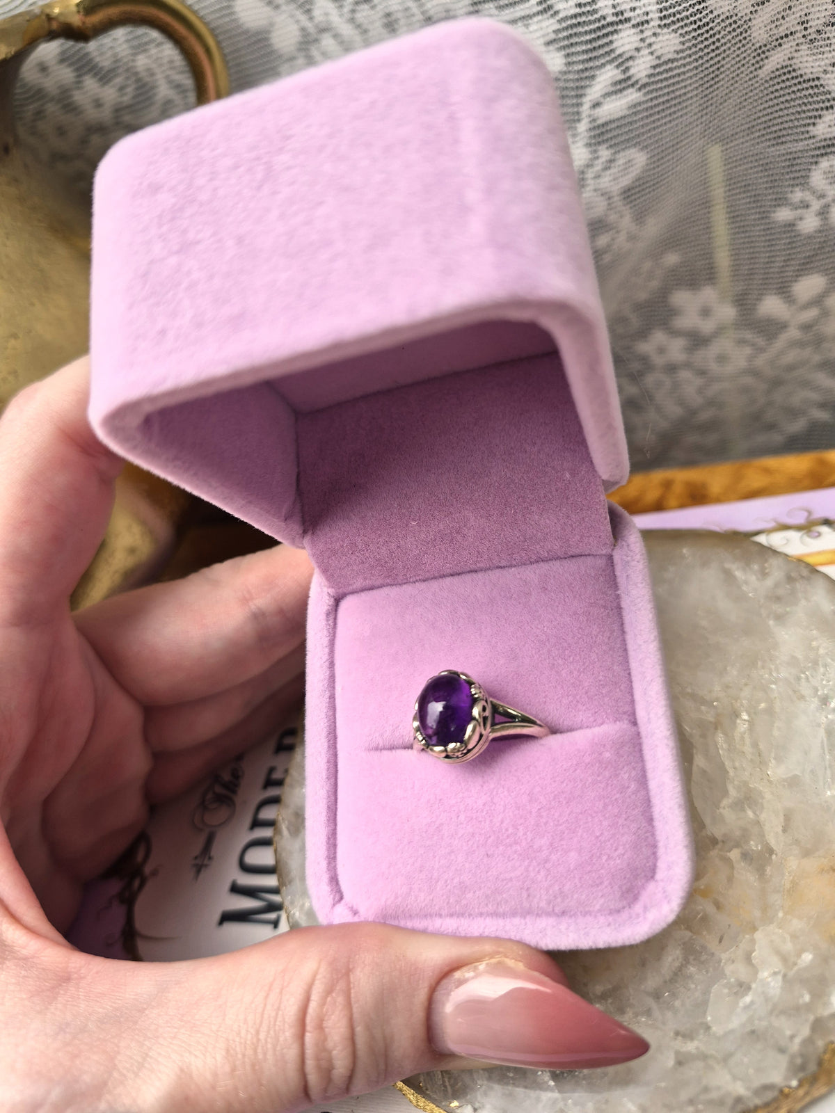 Amethyst Ring - Stirling Silver - Size 7