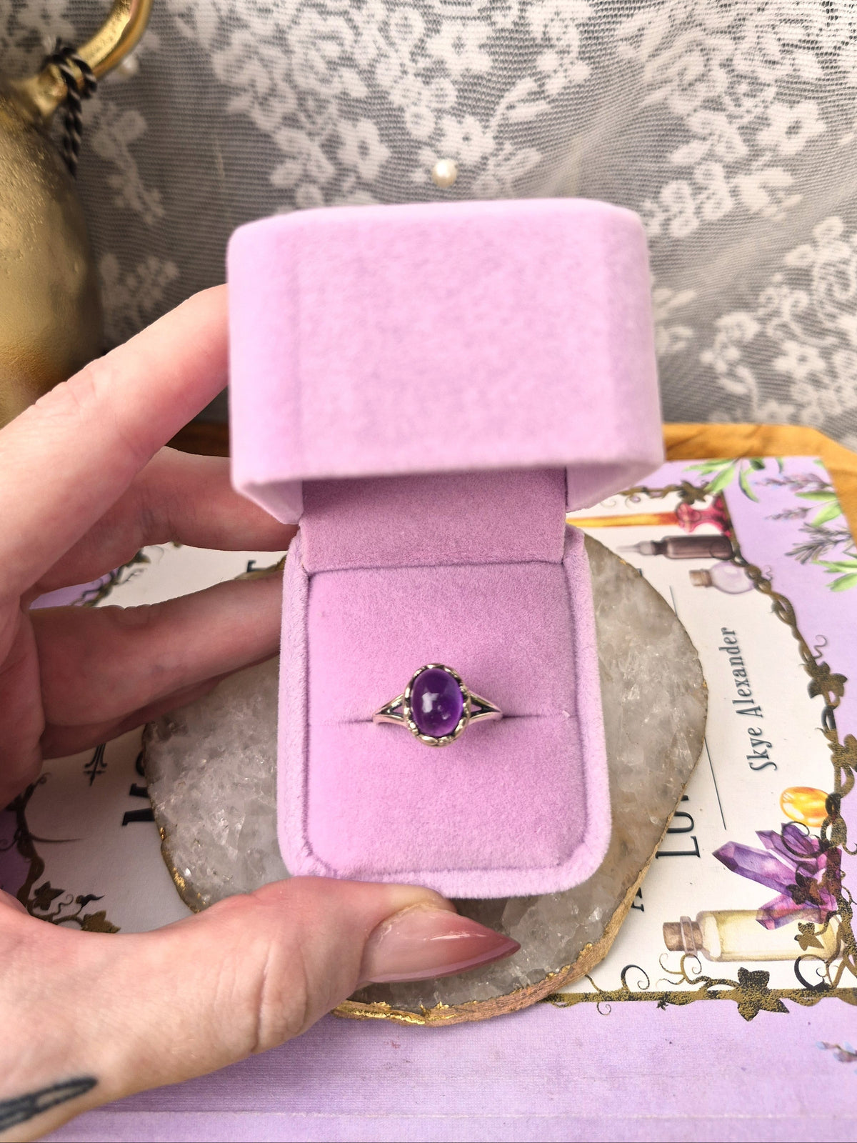 Amethyst Ring #2 - Stirling Silver - Size 8