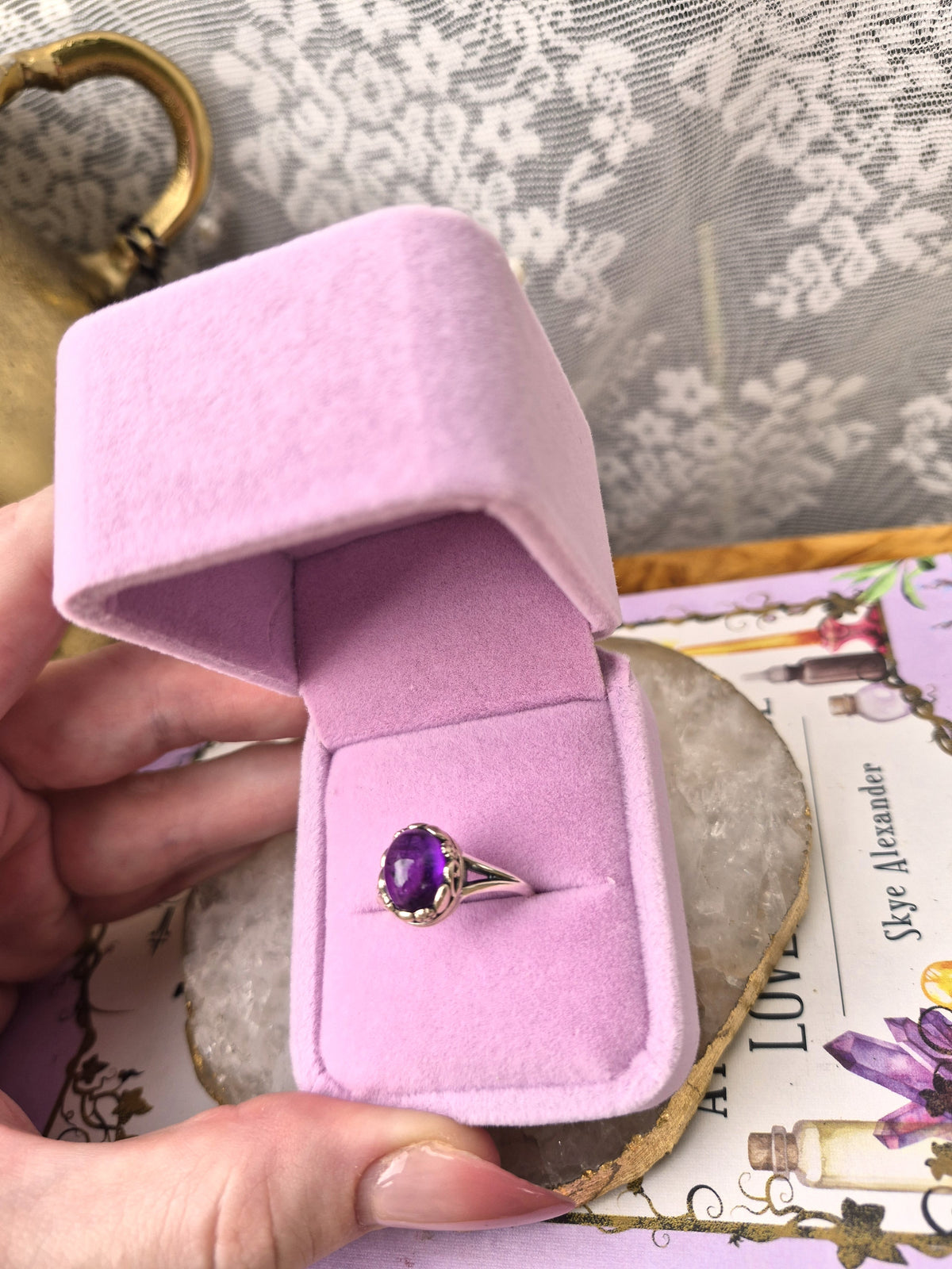 Amethyst Ring #2 - Stirling Silver - Size 8